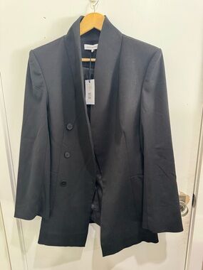 WeWoreWhat Black Double-Breasted Shawl Collar Blazer